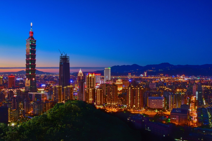 Taipei 101 and skyline at dusk, Taiwan